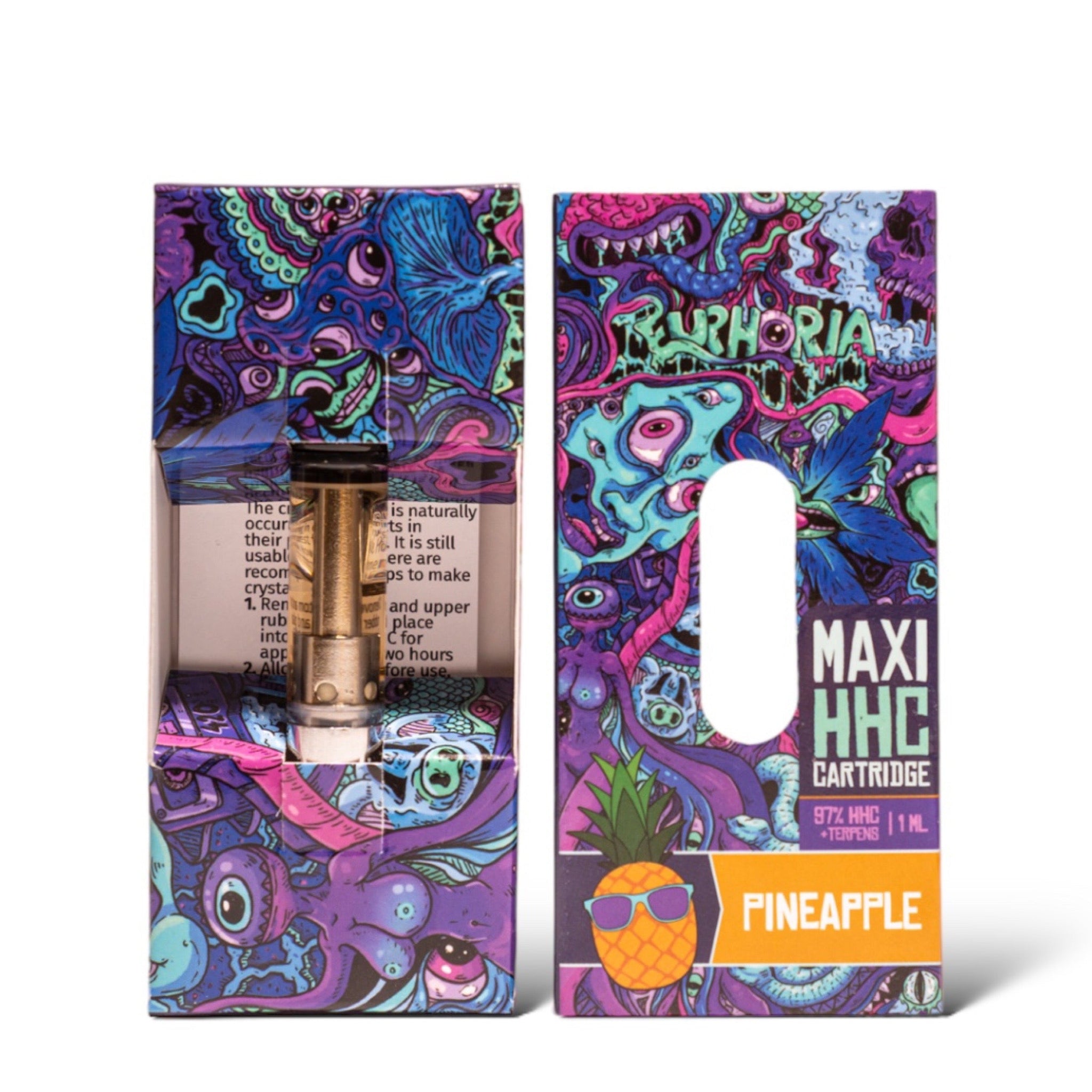 Euphoria Cartouche (Dab Pen) de Maxi HHC - PineApple - 97% HHC/1000MG - 1ML - 600 bouffées