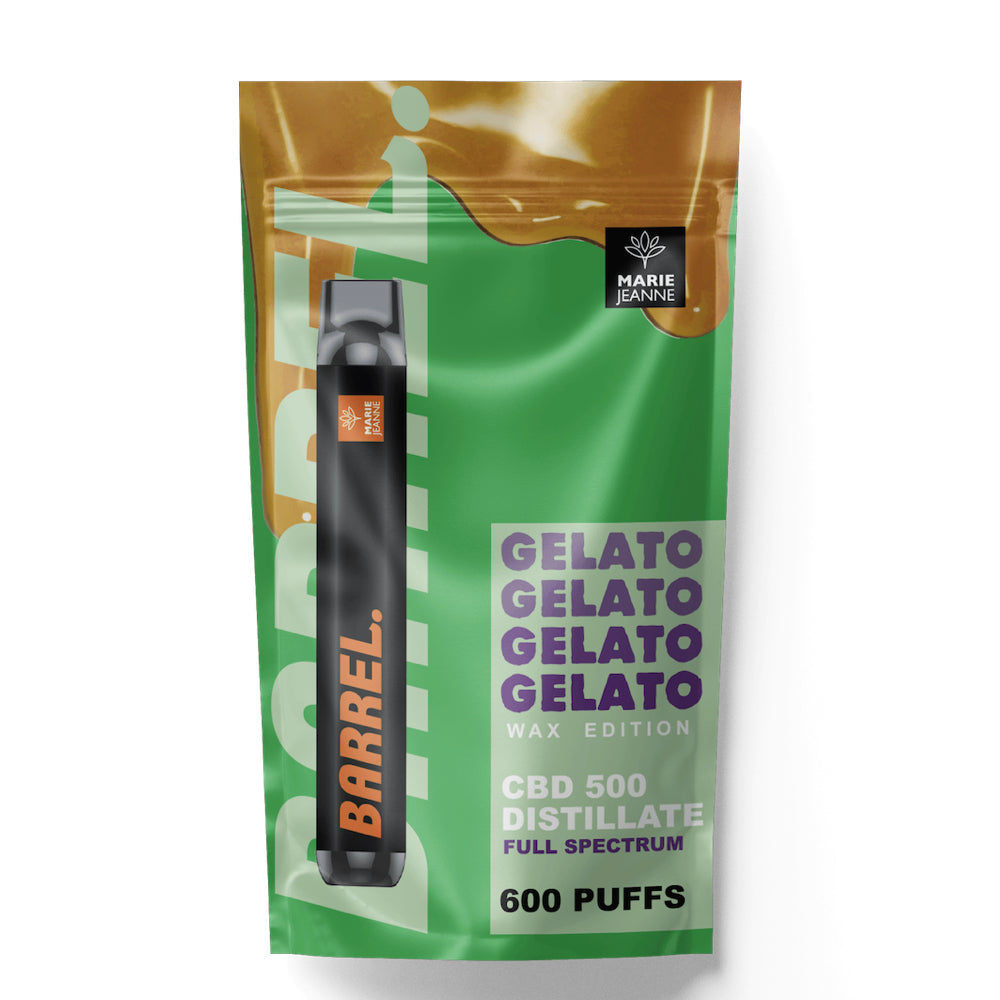 Marie-Jeanne - Puff/Pods Jetable CBD - Barrel Gelato - 500MG - 600 Bouffées